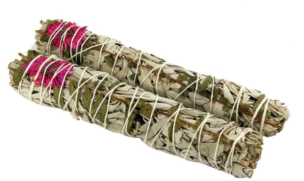 9" Dahlia White Sage Smudge Stick