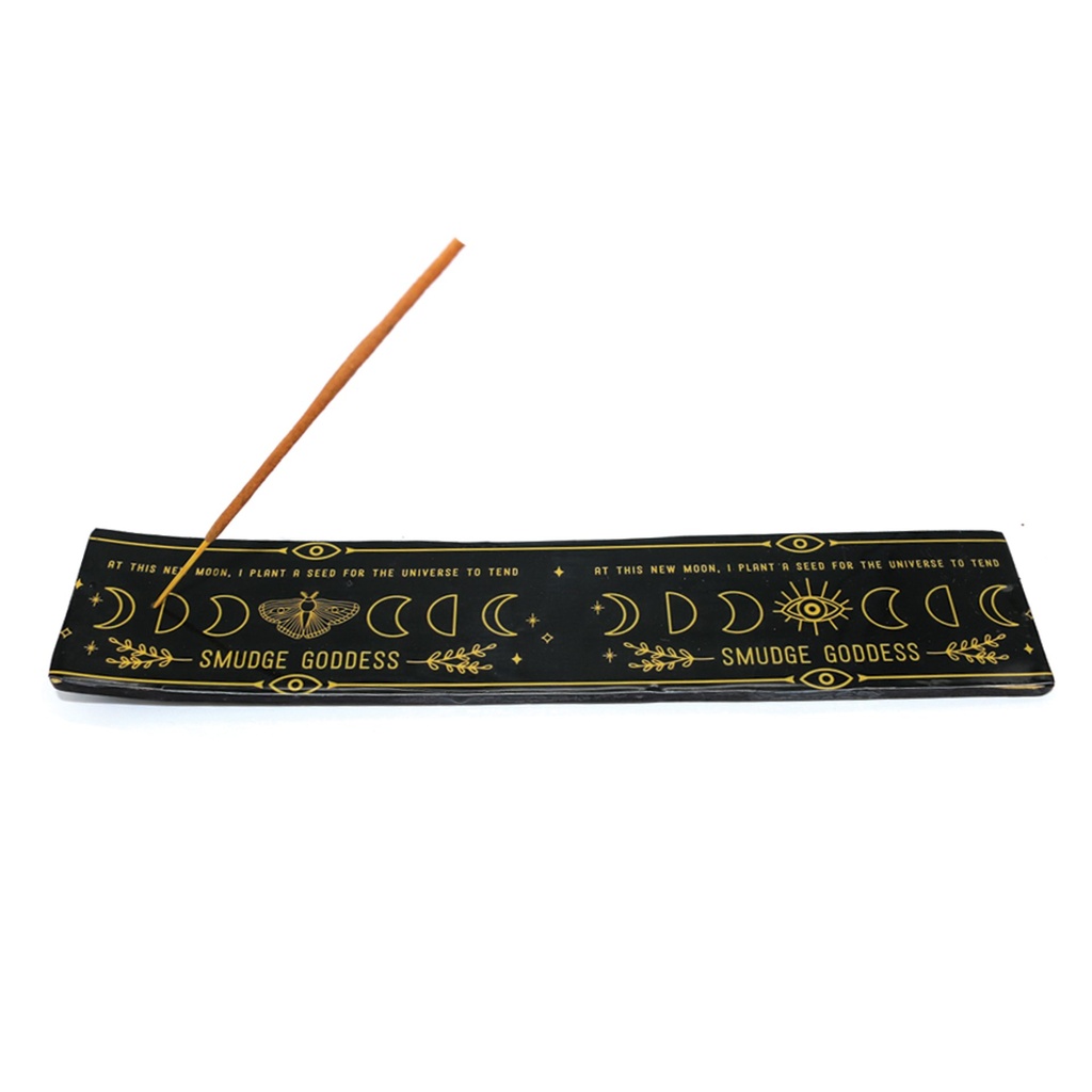 [92085] 11" Smudge Goddess Wooden Incense Ashcatcher