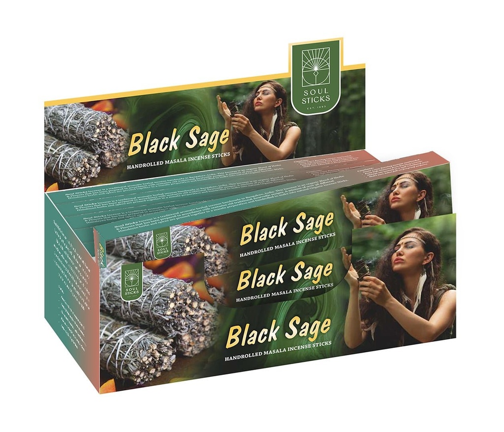 Soul Sticks Black Sage Masala Incense Sticks – 15g / 12-Pack Box