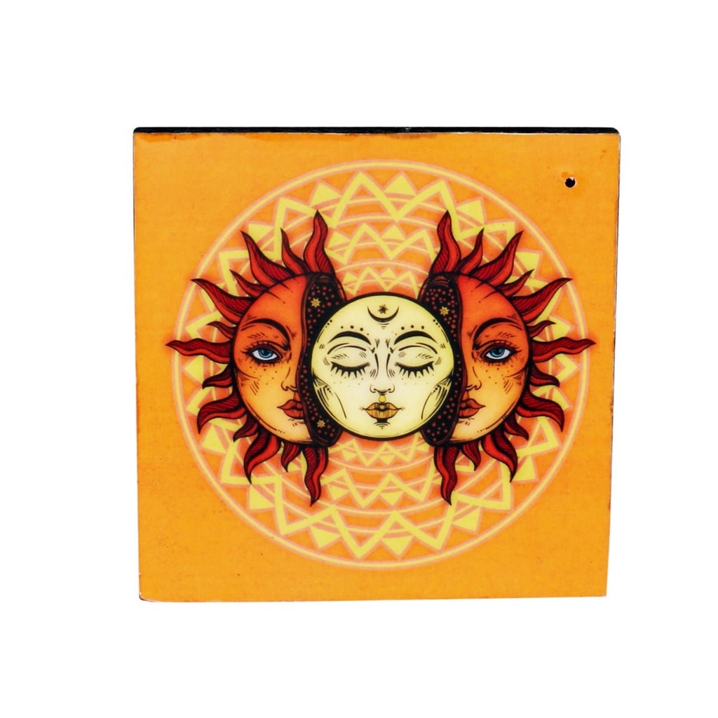 [92114] Sun & Moon Wooden Incense Ashcatcher – 4" x 4"