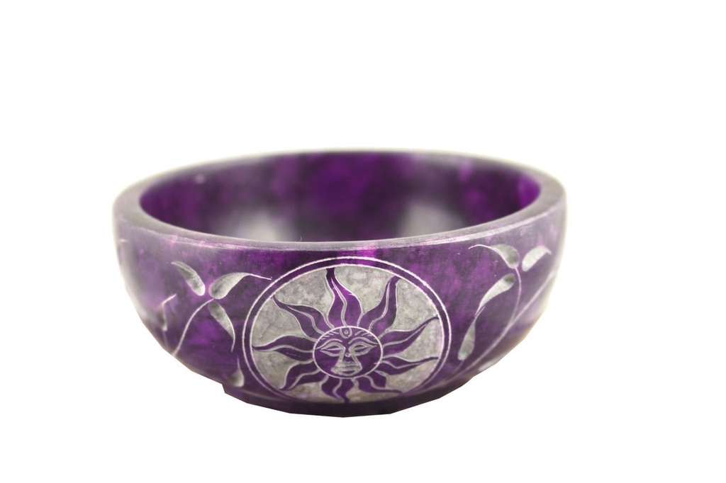 Purple Sun Soapstone Smudge Bowl – 4"