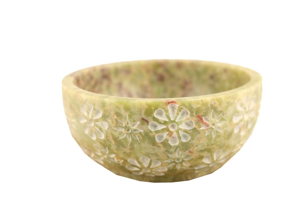 Floral Soapstone Smudge Bowl – 4"