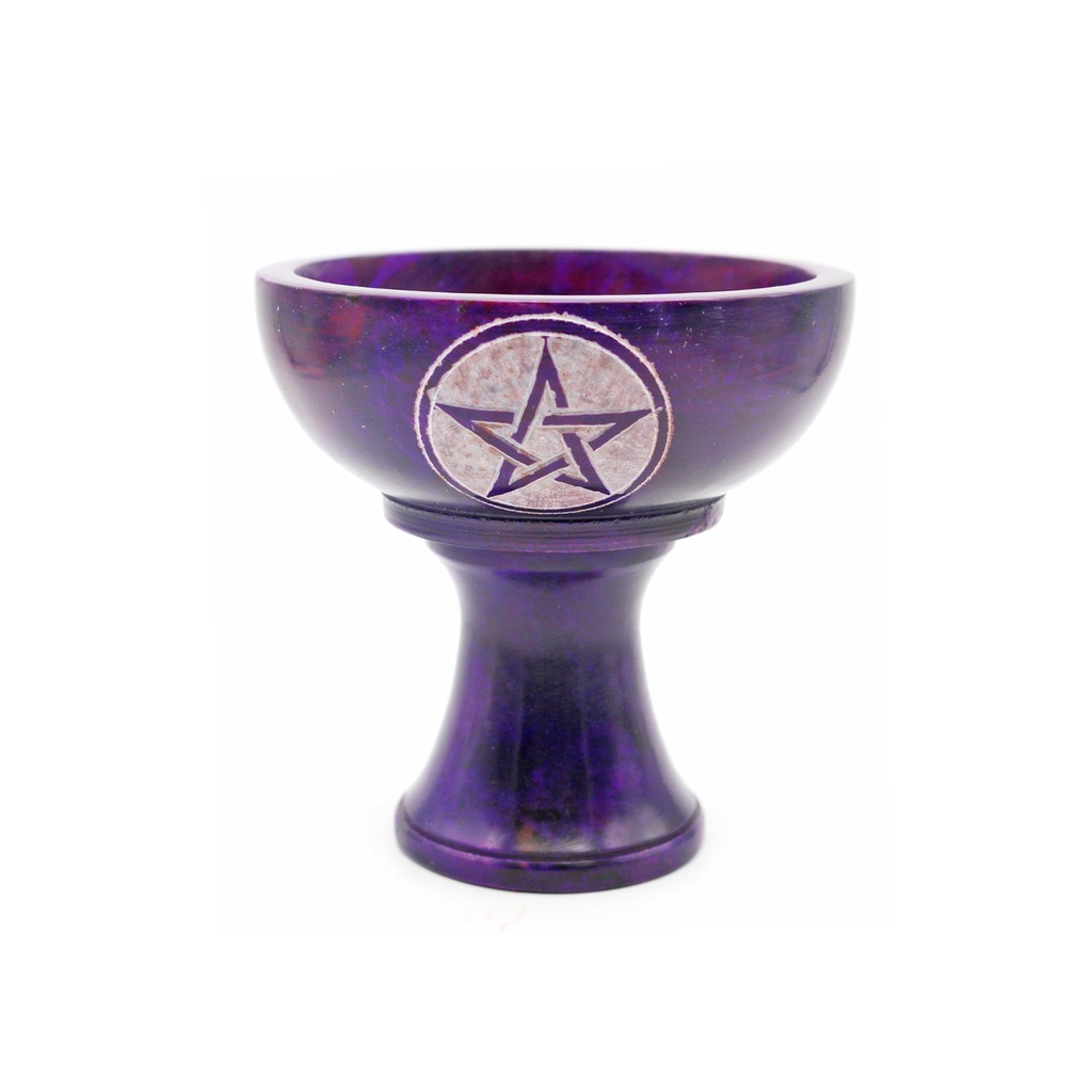 Purple Pentacle Soapstone Smudge Bowl w/ Stand – 4"
