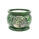Green Tree of Life Soapstone Charcoal Burner – 3" x 3.5"
