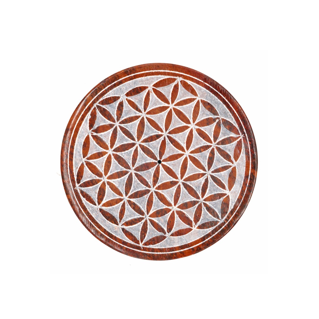 [92182] Orange Flower of Life Soapstone Incense Burner – 4"