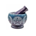 Turquoise/Purple Pentacle Soapstone Mortar & Pestle – 3" x 3.5"