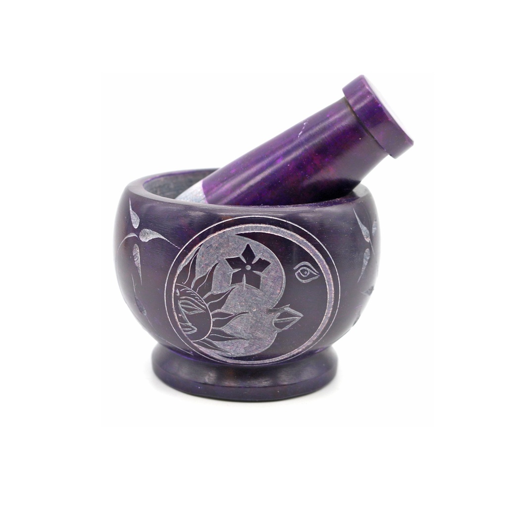 [92189] Purple Celestial Soapstone Mortar & Pestle – 3" x 3.5"