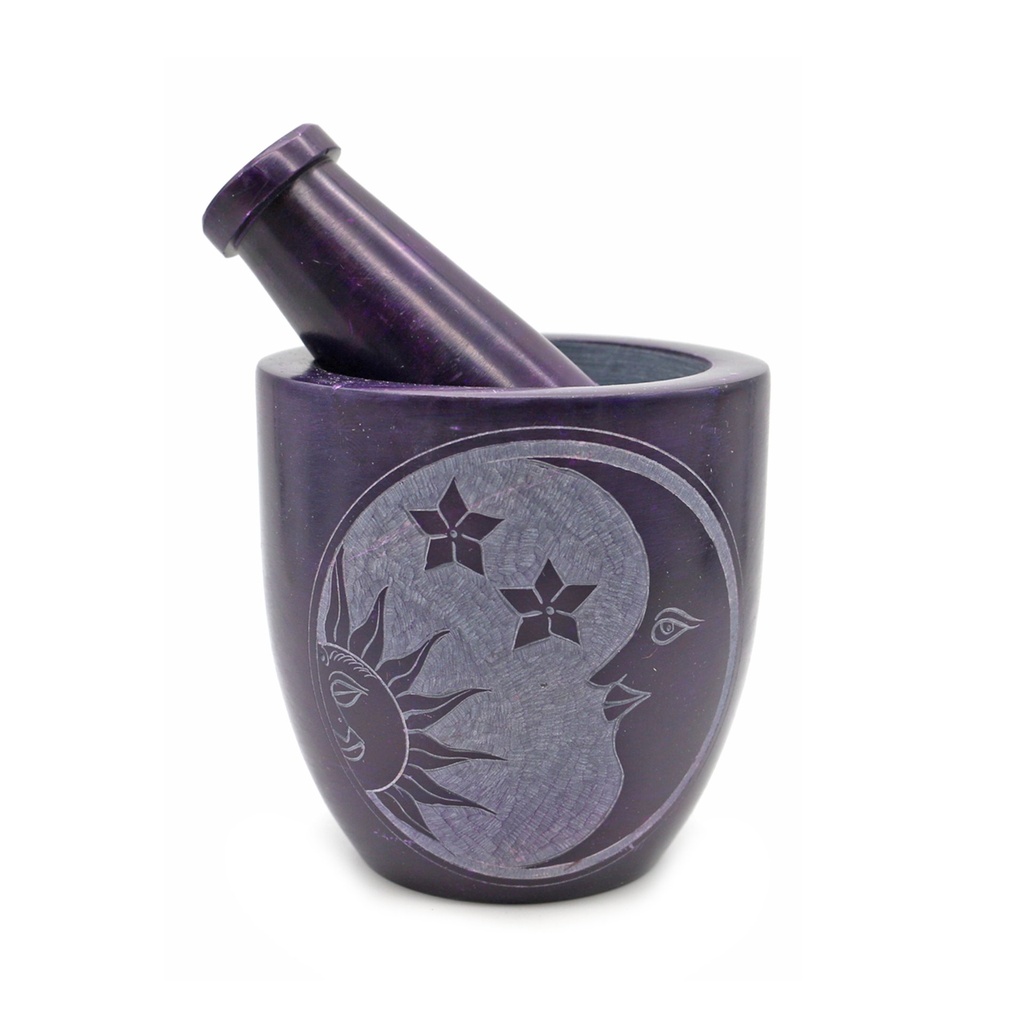 [92193] Purple Celestial Soapstone Mortar & Pestle – 4" x 3.5"