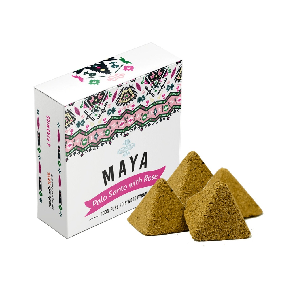 [92203] Maya Palo Santo w/ Rose Incense Pyramids – 4 pcs