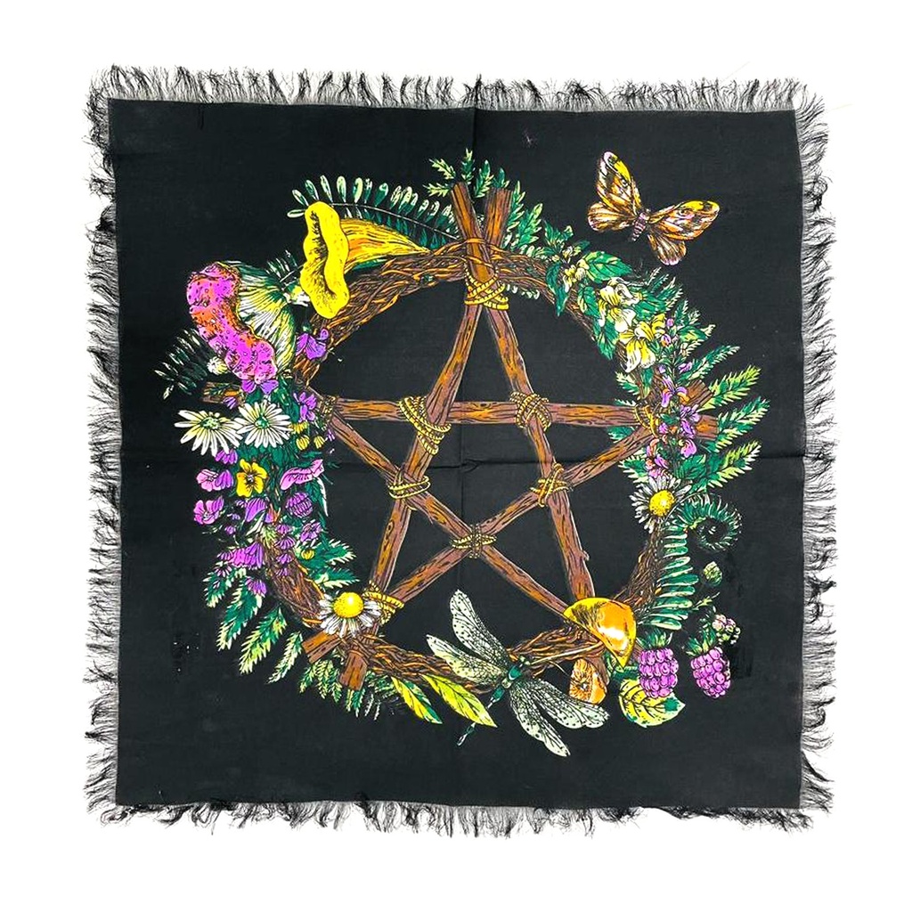 Floral Pentagram Altar Cloth Tapestry – 18" x 18"