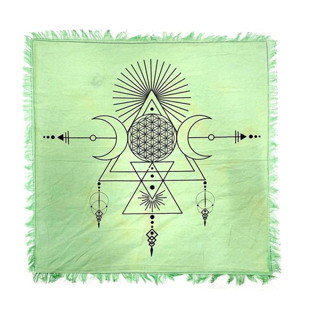 Geometric Triple Moon Altar Cloth Tapestry – 18" x 18"
