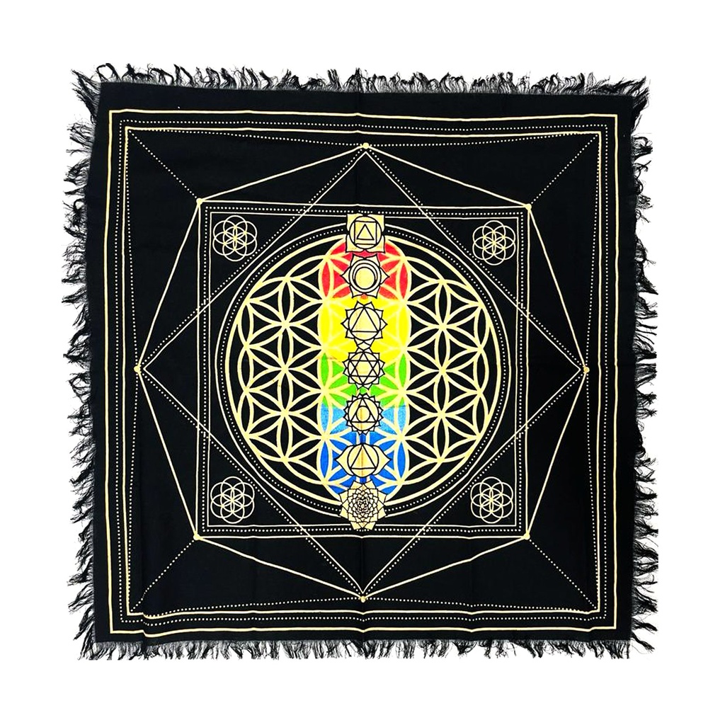 [92226] Chakra Flower of Life Altar Cloth Tapestry – 18" x 18"