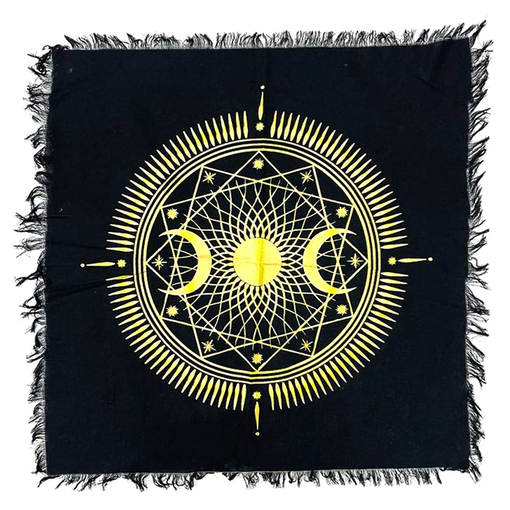 Golden Triple Moon Altar Cloth Tapestry – 24" x 24"