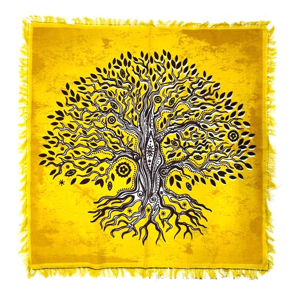 [92241] Yellow Tree of Life Altar Cloth Tapestry – 24" x 24"
