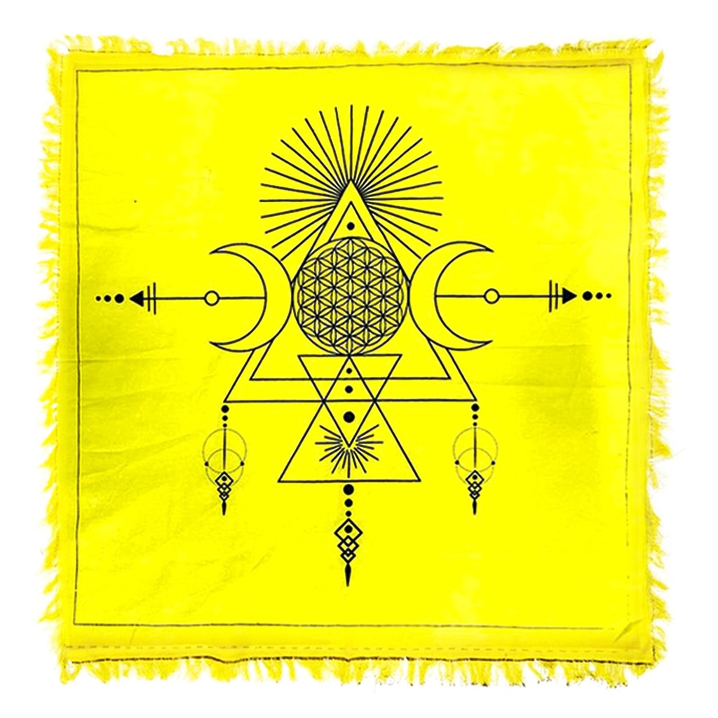 Geometric Triple Moon Altar Cloth Tapestry – 24" x 24"