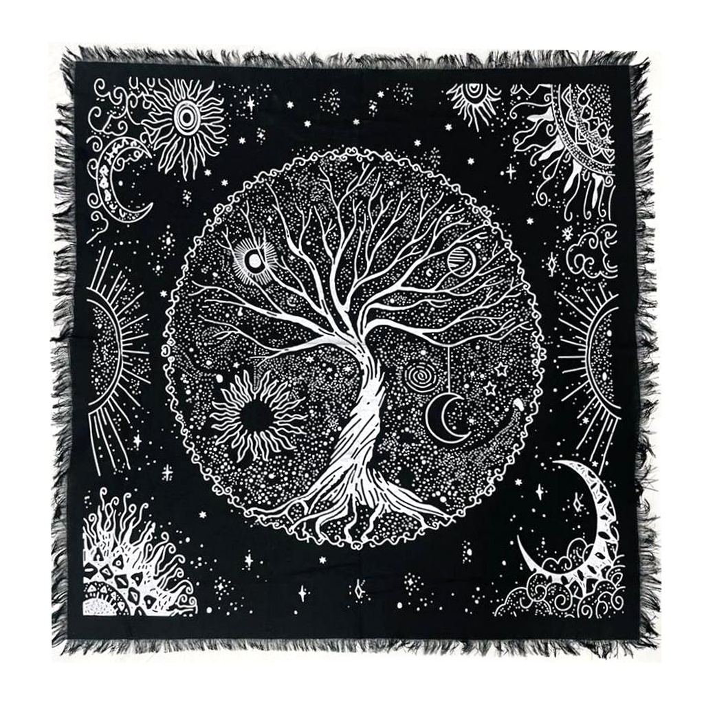 Black Tree of Life Altar Cloth Tapestry – 24" x 24"