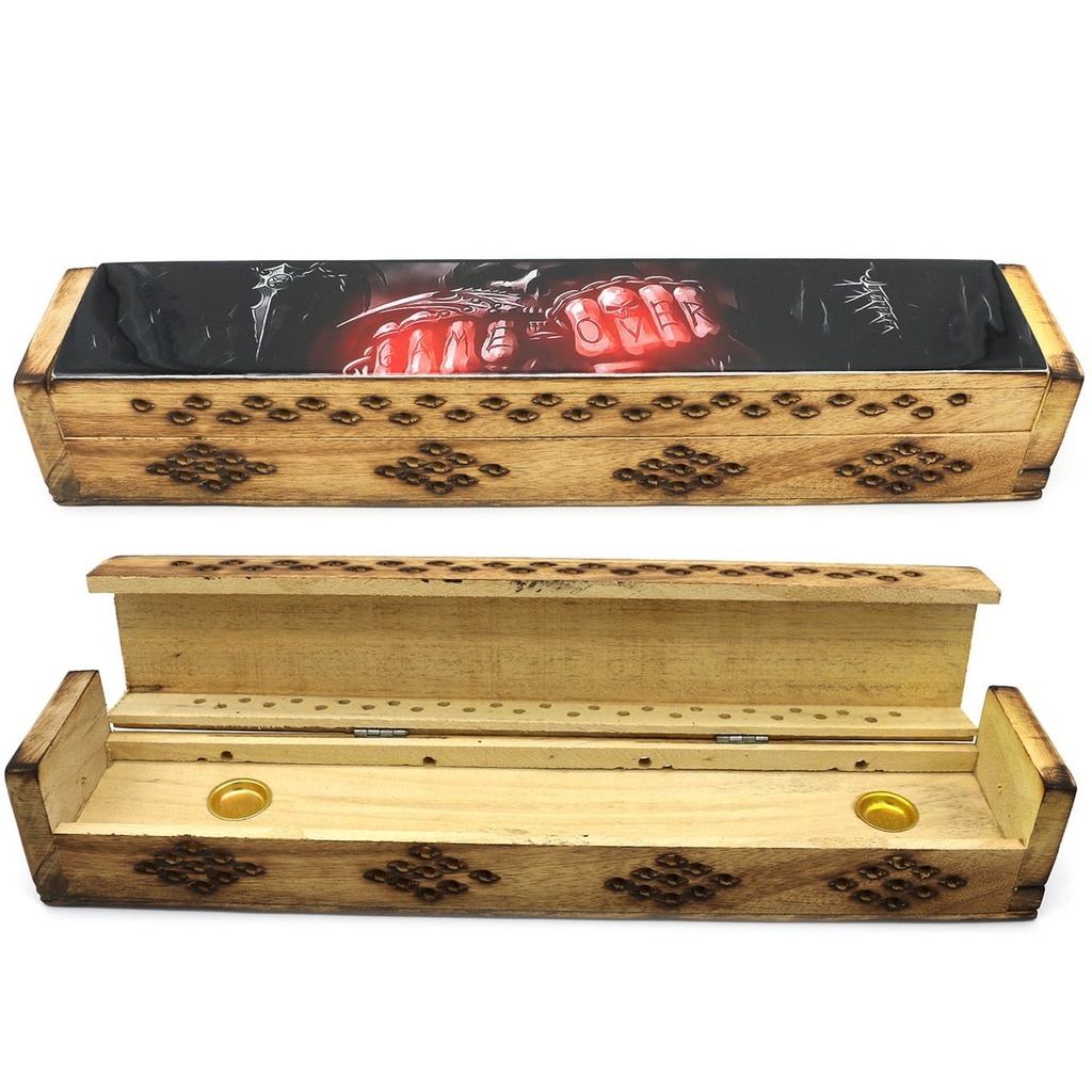 [14090] Game Over Wooden Incense Coffin Box