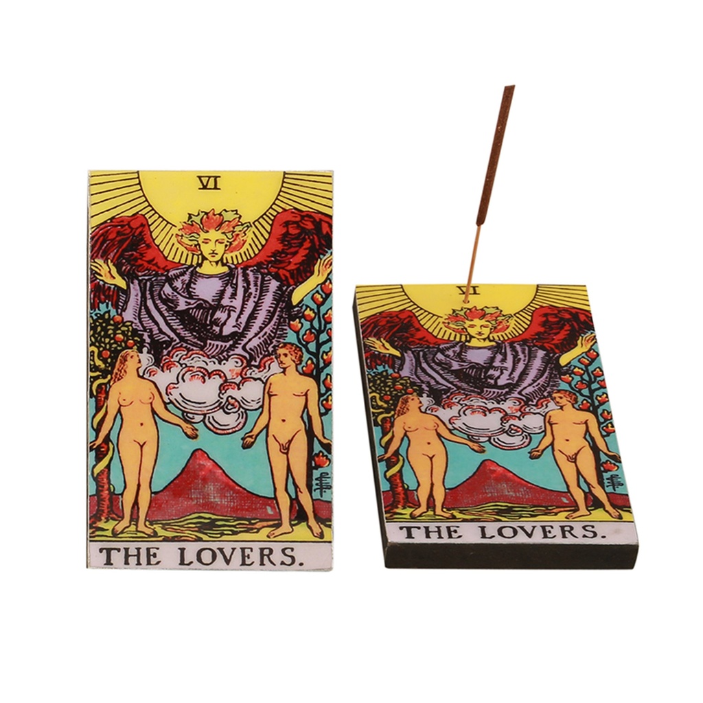[94021] The Lovers Tarot Card Wooden Ash Catcher – 3" x 5"