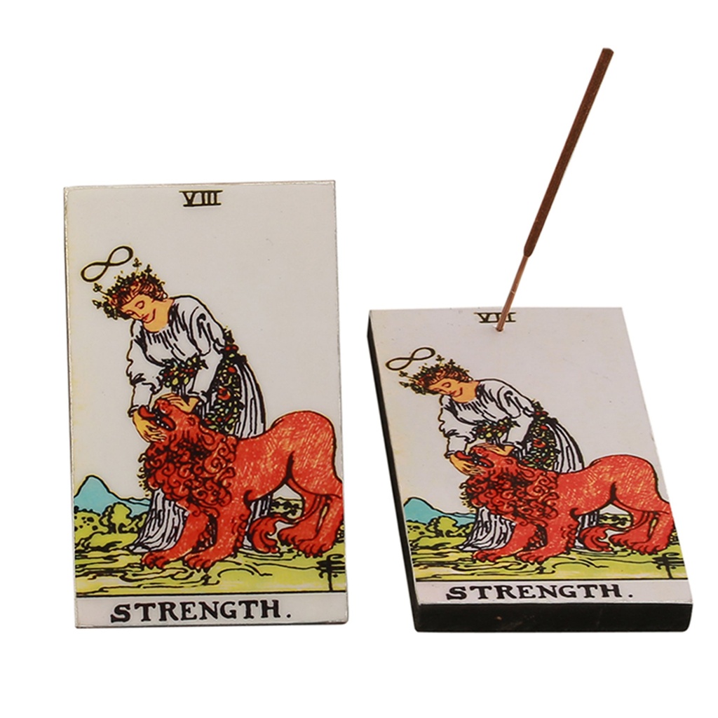 [94025] Strength Tarot Card Wooden Ash Catcher – 3" x 5"