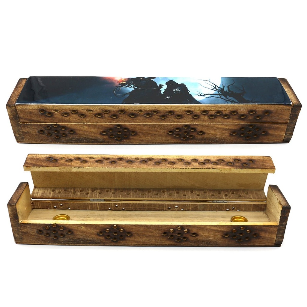 [14091] Horseman Wooden Incense Coffin Box