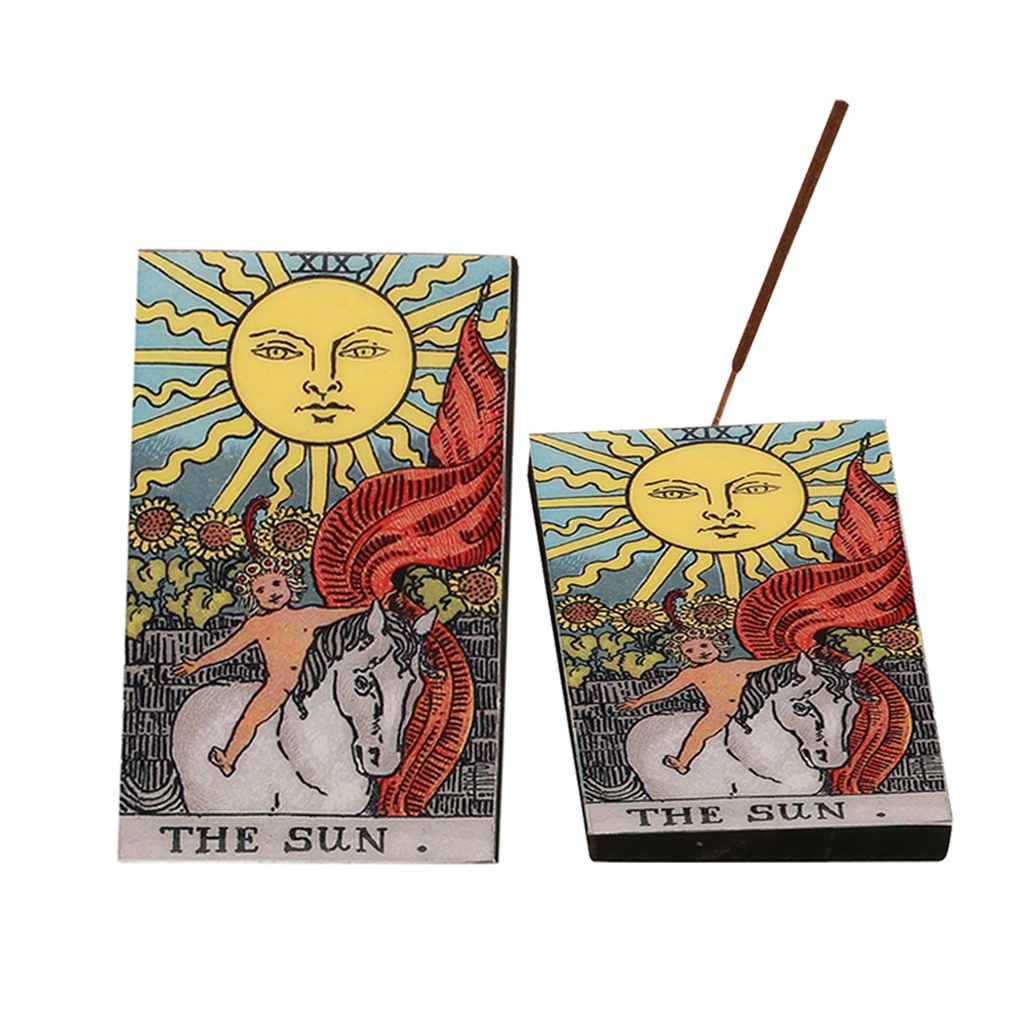 [94030] The Sun Tarot Card Wooden Ash Catcher – 3" x 5"