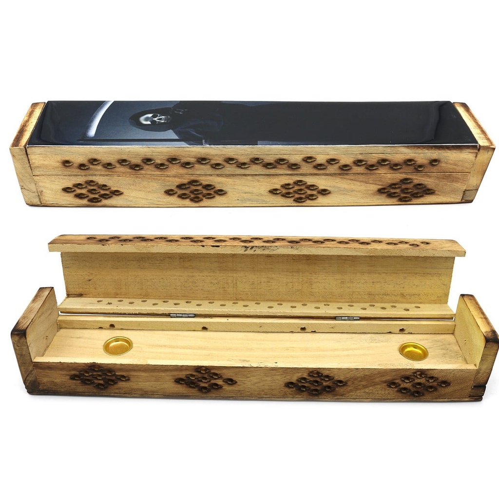 [14092] Grim Reaper Wooden Incense Coffin Box