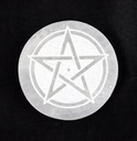 Pentacle Round Selenite Incense Burner – 3"