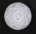 Om Round Selenite Incense Burner – 3"