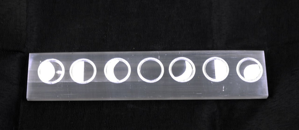 [94131] Moon Phases Selenite Incense Ash Catcher – 8"