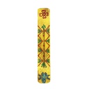 11" Yellow Patterned Mango Wood Incense Ash Catcher