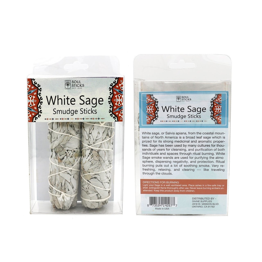 [14097] White Sage Smudge Sticks Retail Box – 4"