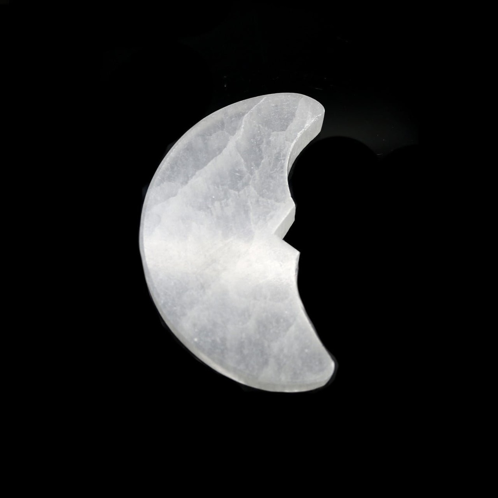 Moon Face Selenite Charging Plate – 5"