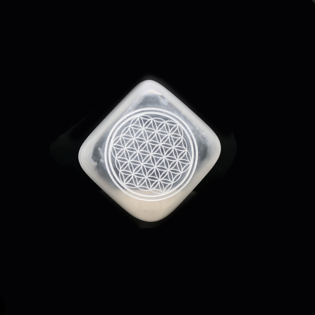 [94163] Flower of Life Selenite Cube – 2.25"