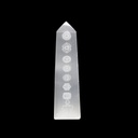Seven Chakras Engraved Selenite Tower – 6"