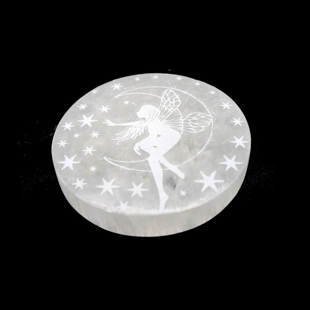 [94179] Round Fairy Selenite Charging Plate – 4"
