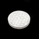 Round Flower of Life Selenite Charging Plate – 4"