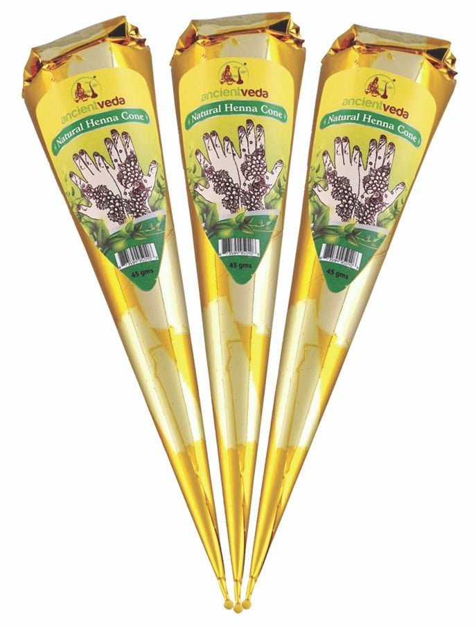 [95040] AncientVeda Premium Gold Henna Cones – 45g