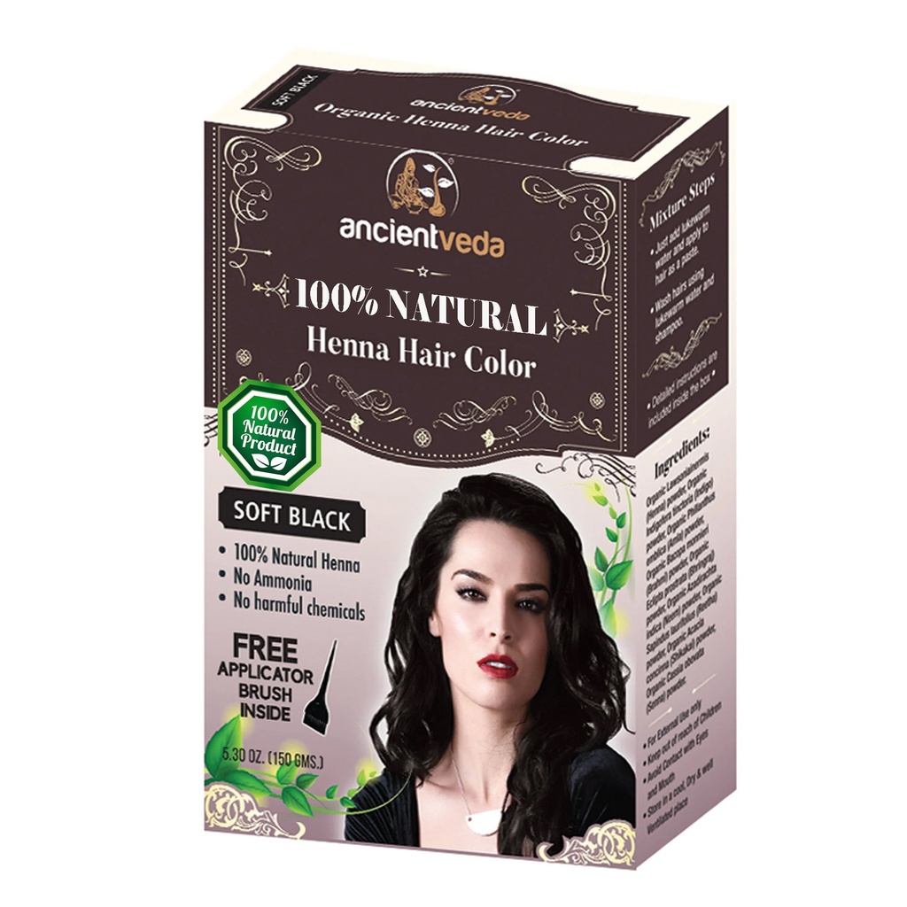 AncientVeda Soft Black Henna Hair Color – 150g