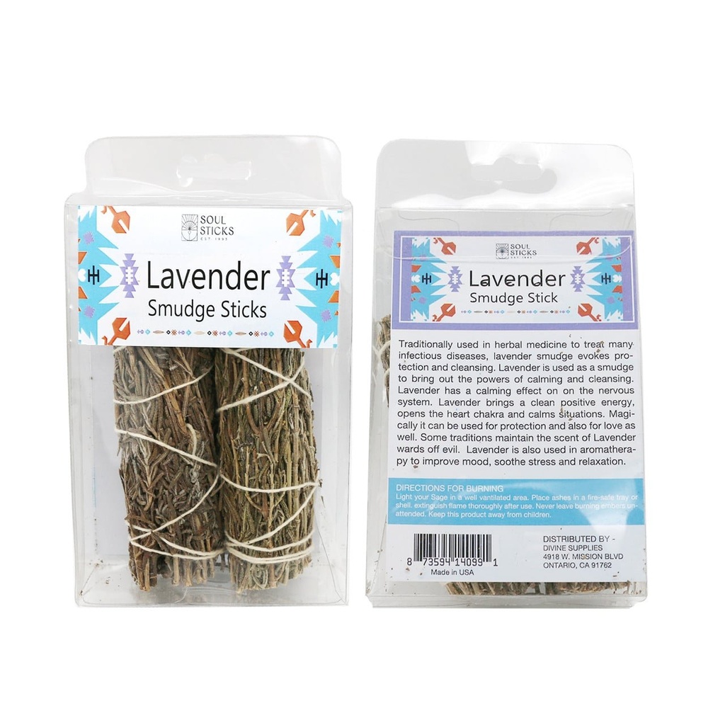 [14105] Lavender Sage Smudge Sticks Retail Box – 4"