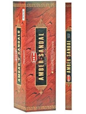 [H100-AMBER SANDAL] HEM Amber Sandal Square Incense Sticks – 25-Pack Box