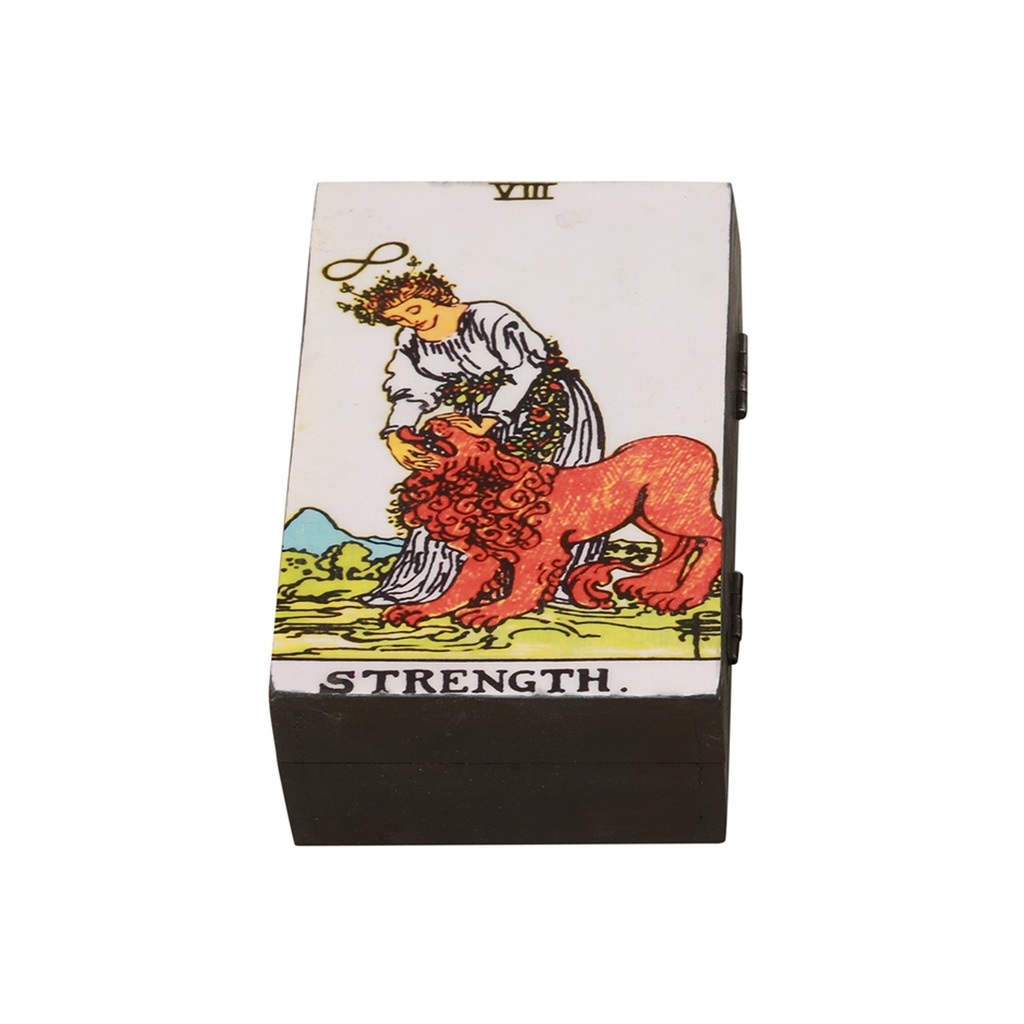 [14111] Strength Wooden Tarot Card Box – 6" x 4"