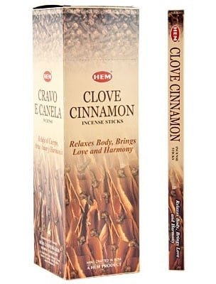 [H100-CLOVECINNAMON] HEM Clove Cinnamon Square Incense Sticks – 25-Pack Box