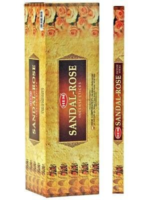 [H100-SANDAL ROSE] HEM Sandal Rose Square Incense Sticks – 25-Pack Box