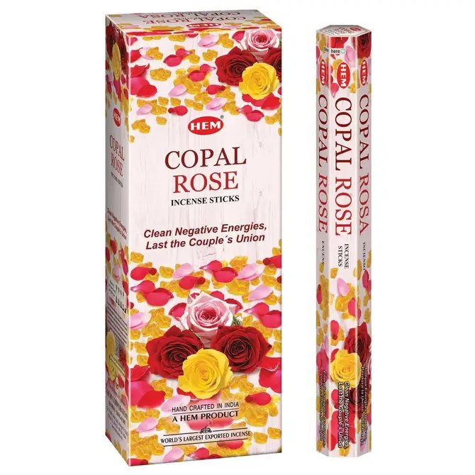HEM Copal Rose Hexa Incense Sticks – 6-Pack Box