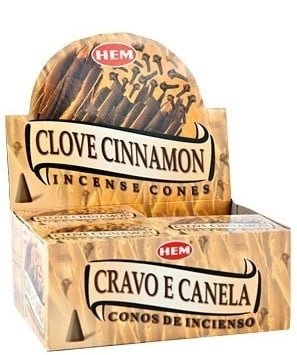[H400-CLOVECINNAMON] HEM Clove Cinnamon Incense Cones – 12-Pack Box