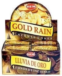 HEM Gold Rain Incense Cones – 12-Pack Box