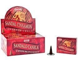 [H400-SANDALCINNAMON] HEM Sandal Cinnamon Incense Cones – 12-Pack Box