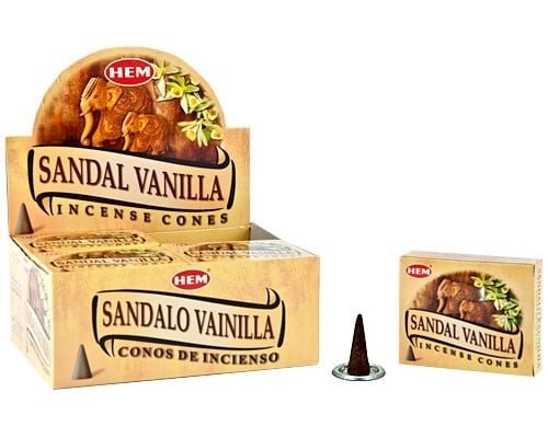 [H400-SANDALVANILLA] HEM Sandal Vanilla Incense Cones – 12-Pack Box