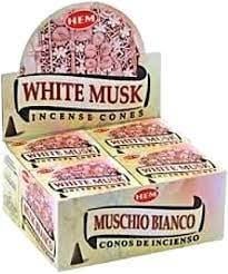 [H400-WHITEMUSK] HEM White Musk Incense Cones – 12-Pack Box