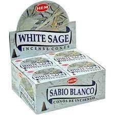 [H400-WHITESAGE] HEM White Sage Incense Cones – 12-Pack Box